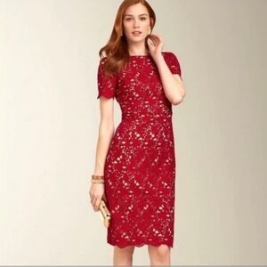 Talbots Elegant Red Lace Dress